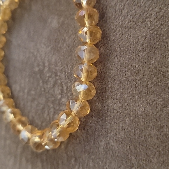3/$30 Amber Tone Crystal Beaded Stretch Bracelet - Picture 3 of 4